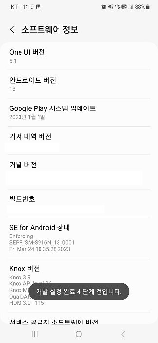 개발 설정 완료 메시지