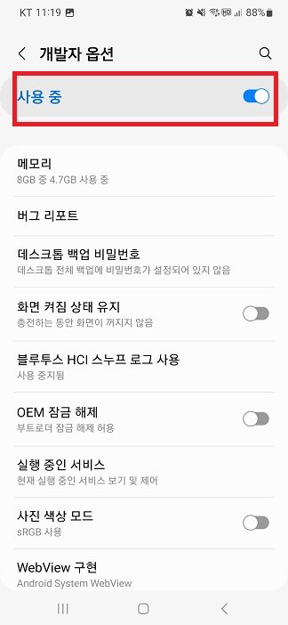 개발자 모드 비활성화