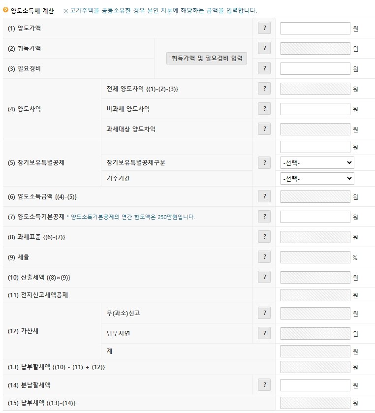 양도 소득세 셀프 신고 작성 요령